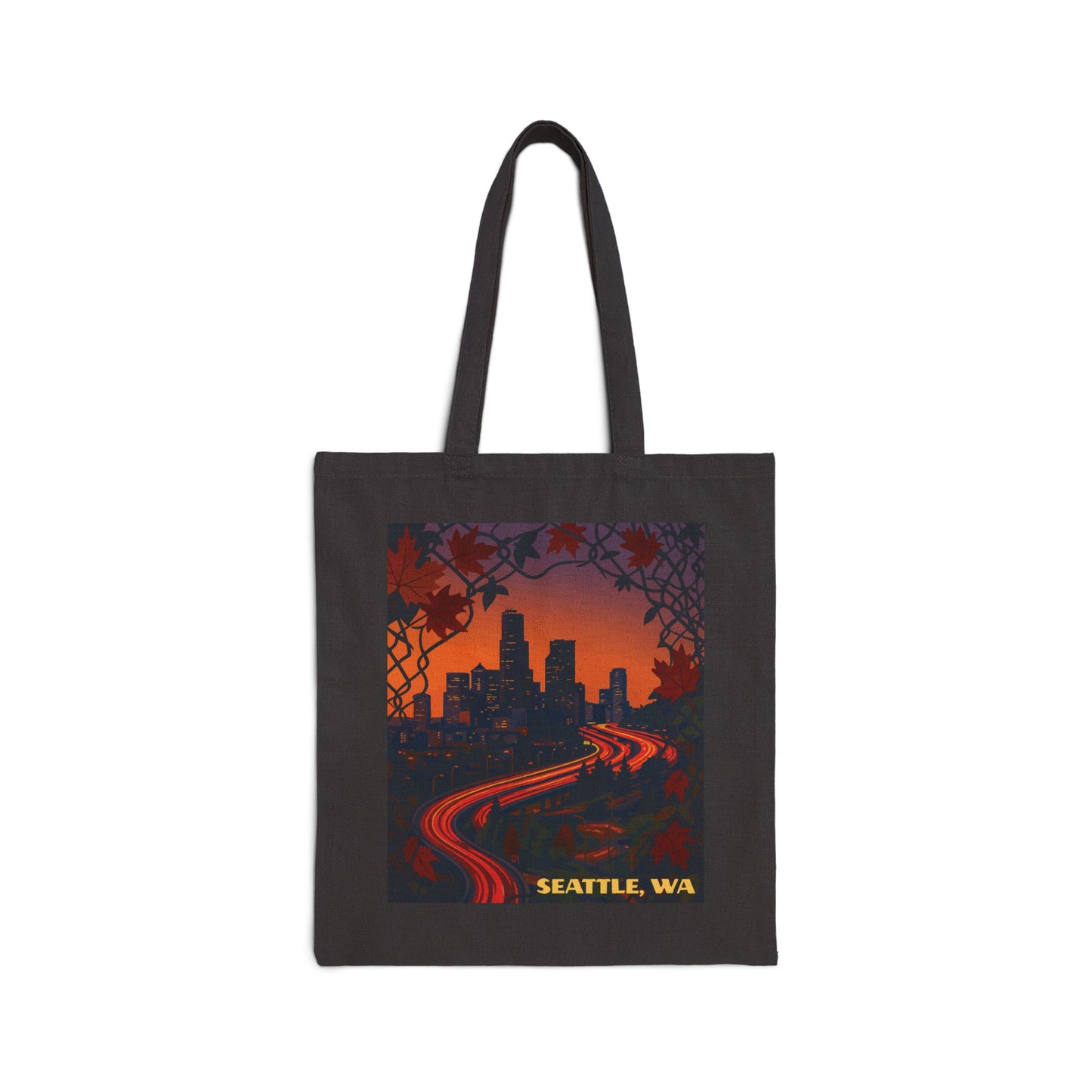 Seattle Sunset Cotton Canvas Tote Bag, Eco-Friendly Shopping Bag, City Art Tote, Travel Accessory, Gift for Seattle Lovers