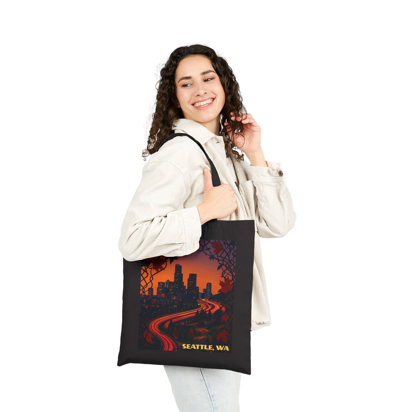 Seattle Sunset Cotton Canvas Tote Bag, Eco-Friendly Shopping Bag, City Art Tote, Travel Accessory, Gift for Seattle Lovers